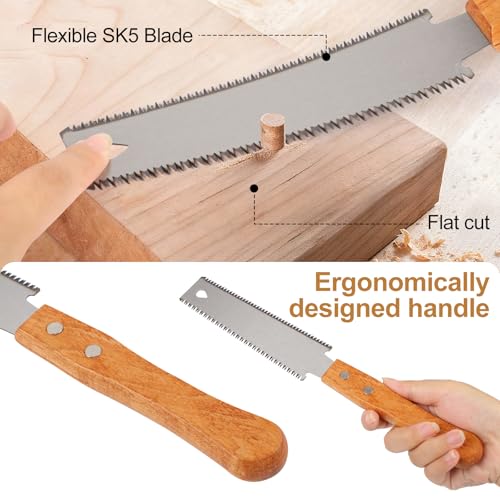 Japanese Hand Saw 2 Pack, 6 Inch Double Edge Pull Saw for Flush Cuts