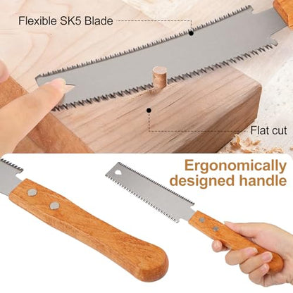 Japanese Hand Saw 2 Pack, 6 Inch Double Edge Pull Saw for Flush Cuts