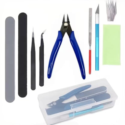 Model Tool Kit Precision Cutters Tweezers Knife with Storage Case for Model Building Maintenance and Assembly, 14Pcs - size: 14Pcs