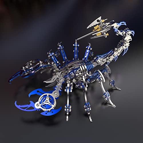 Blue 3D Metal Puzzle for Adults Scorpion, DIY Colorful 3D Metal Model Kits to Build with Tool, 3D Desktop Model Kits Building Toys for Adults/Teens - style: C