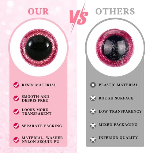 MUCUNNIA 120pcs 8mm Glitter Safety Eyes for Amigurumi with Washers - size: 8mm