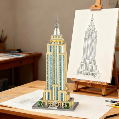 New York Empire State Building Blocks Set, Commemorative Architectural Model Building Kit, World Famous Landmark Model Set, Modular House Architectural for Gift Home Decoration