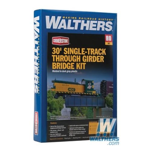 Walthers Cornerstone HO Scale 30' Single-Track Railroad Through Girder Bridge - Kit Train Collectable Train - style: 30' Single-Track Railroad Through Girder Bridge