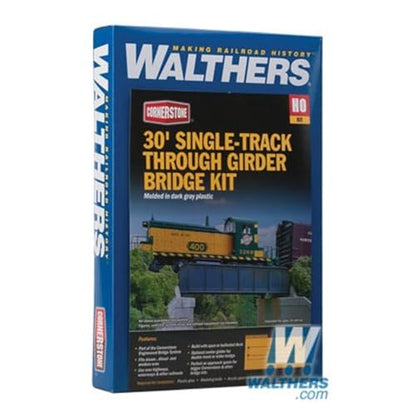 Walthers Cornerstone HO Scale 30' Single-Track Railroad Through Girder Bridge - Kit Train Collectable Train - style: 30' Single-Track Railroad Through Girder Bridge