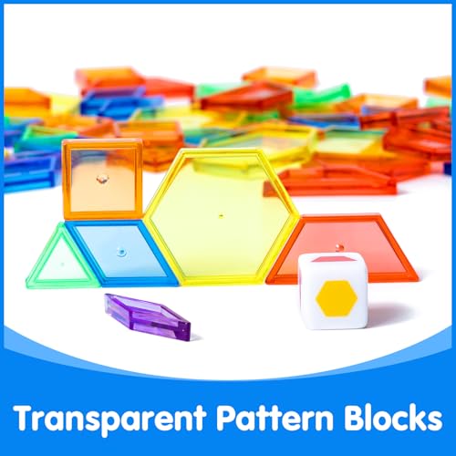 140 Pcs Translucent Pattern Blocks - Light Table Manipulatives - color: Translucent Pattern Blooks