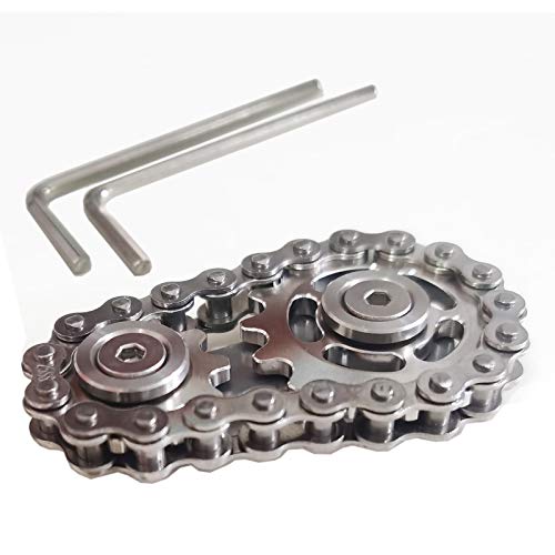 Stainless Steel Sprocket Fidgets Chain Fidget Cube Gears Linkage Bike Chain Novelty Fidget Block Kinetic Desk Toy Metal EDC Focus Meditation Break Bad Habits ADHD - color: Silver
