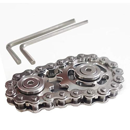 Stainless Steel Sprocket Fidgets Chain Fidget Cube Gears Linkage Bike Chain Novelty Fidget Block Kinetic Desk Toy Metal EDC Focus Meditation Break Bad Habits ADHD - color: Silver