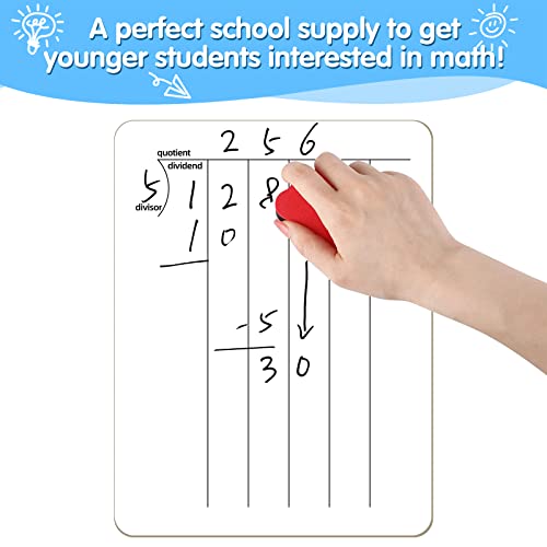 Math Manipulatives White Board for Students - Small White Board Dry Erase - Ideal for Classroom and Home Use - Long Division Double-Sided Dry Erase Board - 9x12 Inches - style: Division