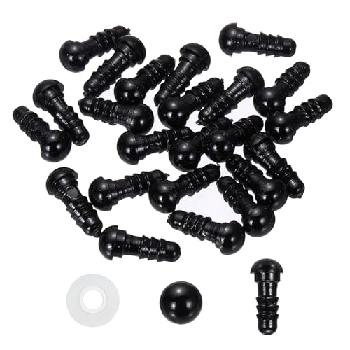 PATIKIL 6mm Safety Eyes, 20 Pcs Plastic Craft Eyes with Protective Film with Washers for Stuffed Animals Crochet Toys Dolls DIY Craft Making, Black - size: 6mm