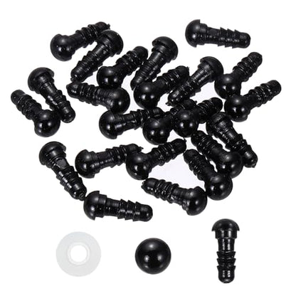 PATIKIL 6mm Safety Eyes, 20 Pcs Plastic Craft Eyes with Protective Film with Washers for Stuffed Animals Crochet Toys Dolls DIY Craft Making, Black - size: 6mm