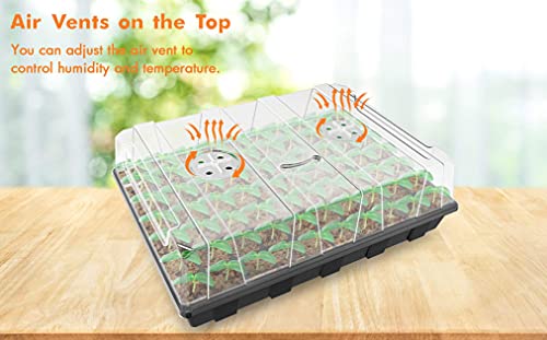 Gardzen Seed Starter Tray, 5 Pack Smiling Face Plant Germination Trays with Total 350-Cell, Seed Starter Kit with Humidity Vented Domes and Bases for Starting Vegetable Flower Herb Seeds 18" x 14" - size: 70-Cell White Eyes 5-Pack