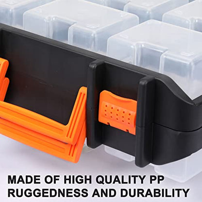 Mayouko 16 Compartments Detachable Toolbox Organizer,Hardware Organizer Box with Removable Sections,Carrying Storage Case for Patts,Screws,Bolts,Nuts,Toys (Pack of 2) - size: 13.5"L x 12"W x 5"H (Pack of 2)