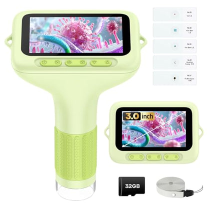 Kids Digital Microscope with 3-Inch Screen: STEM Toy Science Gift Ages 4-12 - color: Green