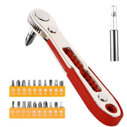 22-in-1 Magnetic Ratchet Screwdriver Set w/Reversible Wrench & Bits | Compact for Tight Spaces, DIY/Home/Car Repairs | Best Gift for DIYers, Handymen & Men