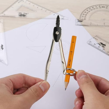 Mr. Pen- Geometry Set, 13 pcs, 3 Metal Compasses, Protractor, 6" Ruler - color: Black