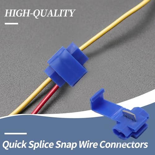 100 Pcs Quick Splice Wire Connector, 18-14 AWG, Blue - size: 18-14 AWG 100