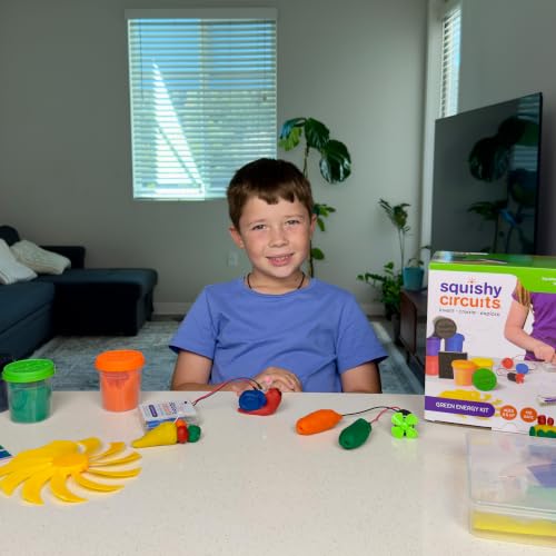 Squishy Circuits Green Engineering Kit - Explore Electrical Circuits, Solar Power, Wind Power and More with Play Dough - STEM Science Kits for Kids Age 8-12 - style: Green Kit