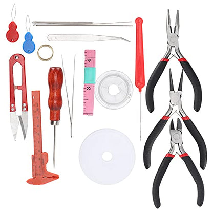 Jewelry Making Tool Kit, Professional 22pcs Stainless Steel Pliers Scissor Set for DIY Jewelry and Leather Handicrafts