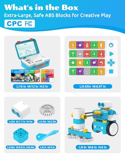 WhalesBot C3 Pro 12-in-1 Remote Control & Coding Robot Kit for Kids 4+, Advanced Smart Panel & Cards Programming, Educational STEM Toy, Block Building Set with Controller & Motor for Kids 4-6, 5-7 - style: WhalesBot C3 Pro Coding Robot