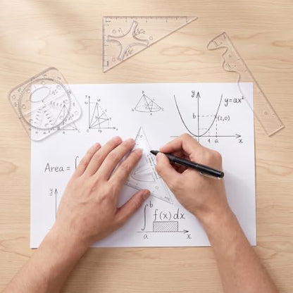 Clear Rulers Protractor Geometry Set Plot Functions Back to School Supplies