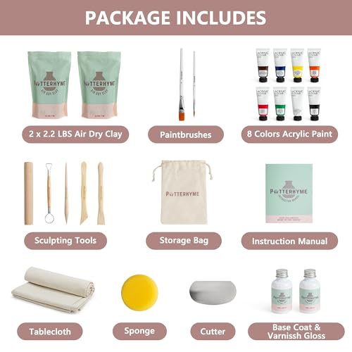 Air Dry Clay Kit for Adults - Complete Pottery Starter Set with Tools