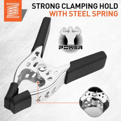 HORUSDY 8-Piece 4" inch Spring Clamp, Heavy Duty Spring Metal Spring Clamps, 1.5"-inch Jaw opening - color: Black, size: 4 inch 8-Piece