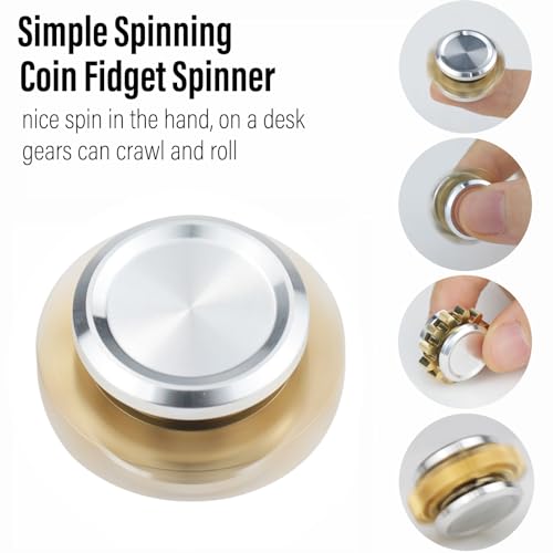FREELOVE Gear Metal Fidget Spinner for Adults, Small Mini Tiny Pocket Toys, Copper Brass EDC, Silent Quiet Hands Gyro for Anxiety Men, Chain Bike Cube Linkage, Ball Bearings - color: 1 Gear Silver, style: 1 Gear