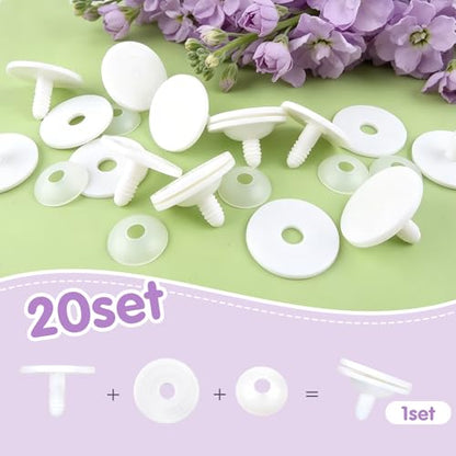 TOAOB 20 Set 55mm Joints for Amigurumis Crochet White Movable Plastic Animals Joints for Crochet Stuffed Animals Crafts Puppets Limbs and Arms Leg Neck Joints Making - size: 55mm