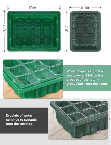 3-Pack Seed Starter Trays with Heat Mat, Seed Starter Kit with Grow Lights, 36 Large Cells Seed Germination Kit with Adjustable Humidity Vents for Indoor Plants Seeds Starting, Ideal Gardening Gifts - size: M×3 with Heat Mat