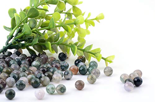 Natural Stone Beads 100pcs 6mm India Agate Round Genuine Real Stone Beading Loose Gemstone Hole Size 1mm DIY Smooth Beads for Bracelet Necklace Earrings Jewelry Making (India Agate, 6mm) - color: India Agate Green, size: 6mm
