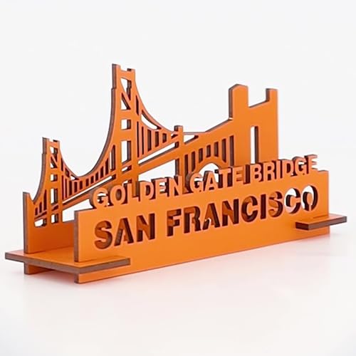 Little & Wood: Woodlet: Medium - Golden Gate Bridge - Orange, 3D Wooden Kit-Set, Landmark Construction Puzzle, Pop Build Fun, Easy Assembly, Ages 6+ - style: Golden Gate Bridge