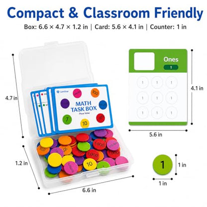 Math Task Box Place Value Manipulative Set, 5 Boxes Packs