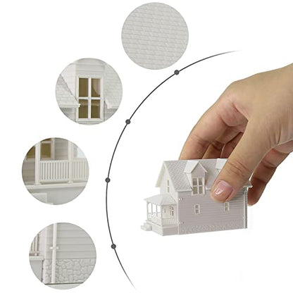 4pcs N Scale Model Blank Buildlings Kit Unassembled Houses for Model Train Layout JZ01JJ (N Scale-4 Units) - size: N Scale-4 units