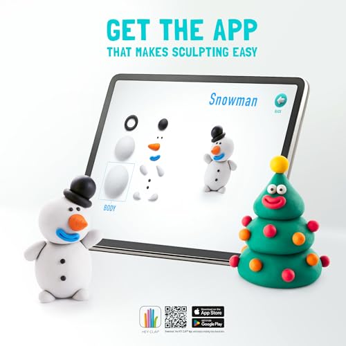 HEY CLAY Set - Colourful Modeling Air Dry Clay Kit for Kids 15 cans and Sculpting Tools with Fun Interactive Instructions App - Children 3+ (Winter Holidays) - color: Winter Holidays