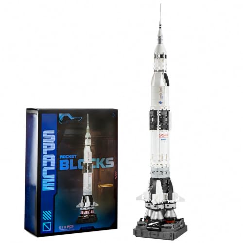 Saturn V Space Rocket and Vehicles Building Blocks Set,613 Precision Space Shuttle Building Block Toys Gifts for Adults - style: space rocket