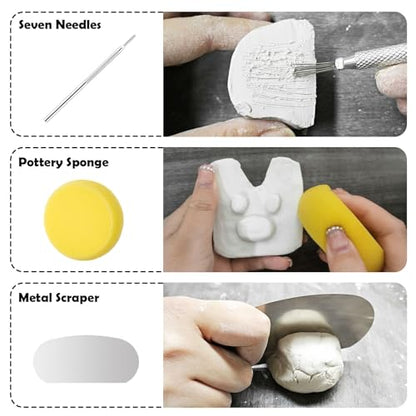 EIGTWEN 100ml Air Dry Clay Glaze and 29pcs Clay Tools Kit, Gloss Varnish - size: Gloss