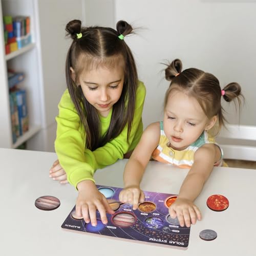 Solar System Planet Outer Space Toddler Wooden Puzzle Toys for Kids 3-5