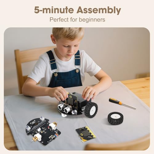 ACEBOTT Robotics for Kids Ages 8–12 12-16, Smart Robot Car Kit Compatible with BBC Micro:bit V2,STEM Toys Coding Robot Kit Compatible with LEGO,Gift for Kids and Teens(Included Micro:Bit) Controller - color: Blue-a