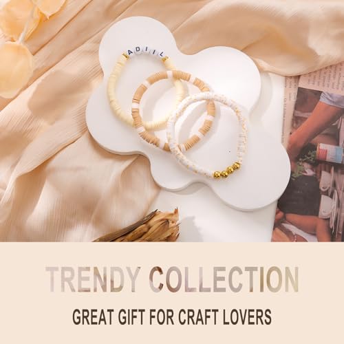 ADIIL 7200pcs Clay Beads Bracelet Making Kit, 6mm Polymer Heishi Beads for Jewelry Making, Friendship Bracelet Kit Birthday Gift for Adults Light Neutral - color: Light Neutral