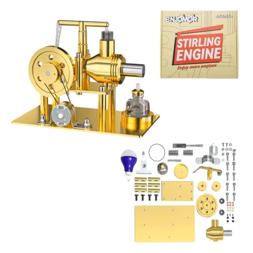 Hot Air Stirling Engine Model Kit, DIY Assembly Metal Balance-Style Stirling Engine Kit with Light Bulb, Sterling Engines Building Set, Christmas Birthday Gift Collectible - style: Type 2