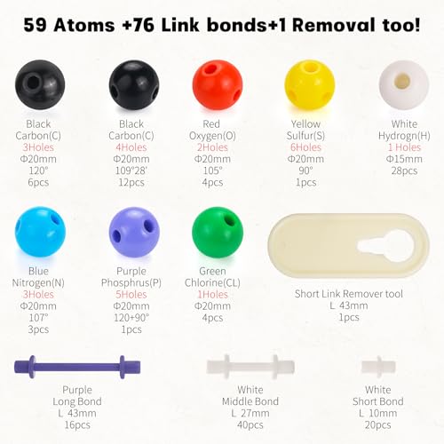 135 Pcs Rganic Chemistry Model Kit, Portable Molecular Model Kits - style: Combination1 135Pcs
