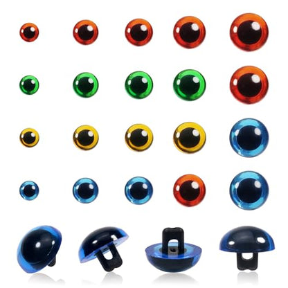 TOAOB 50pcs Sew On Safety Eyes Buttons 9mm to 15mm Plastic Mushroom Domed Sewing Crafting Eyes for DIY Stuffed Animals Amigurumis Crochet Doll Making Red Blue Green Yellow - color: Red/Blue/Green/Yellow