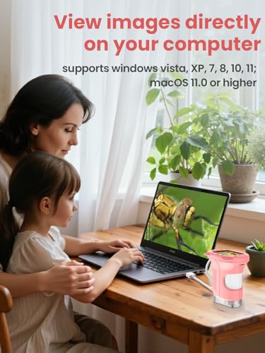 Microscope for Kids, 2.4 Inch Digital Microscope with 1000X Magnification, Handheld Camera Mini Pocket Magnifying Glass, Educational Birthday Gifts Toys for Ages 3+, Pink - color: Pink