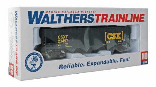 Walthers Trainline Offset Hopper-Ready to Run-CSX Transportation (Blue, Yellow; Boxcar Logo) 931-1425 HO Scale Model Railroad - Freight Model - style: Offset Hopper