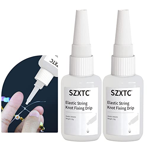 SZXTC 2 Pcs Clay Beads Bracelets Professional Elastic String Kont Fixing Drip, Keep Stretch String Braclet Stay Tied for Flat Round Polymer Heishi Beads Spacer Charm Friendship Jewelry Making Kit - color: White 2 Pcs