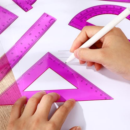 Zonon 7 Pcs Geometry Math Set with Compass Protractor Rulers, Purple - color: Purple