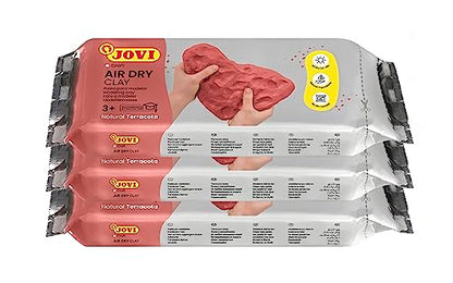 Jovi - Air Dry Clay, 3 x 1.1 lb, Terracotta Color, Total of 3.3 lb - color: Terracotta