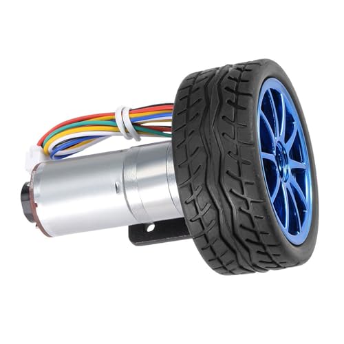 DIY Encoder Gear Motor with Mounting Bracket 65mm Wheel Kit, JGA25-371 Metal Gears DC12V for Smart Car Robot Printer Machinery Equipment (Speed 100) - size: Speed 100