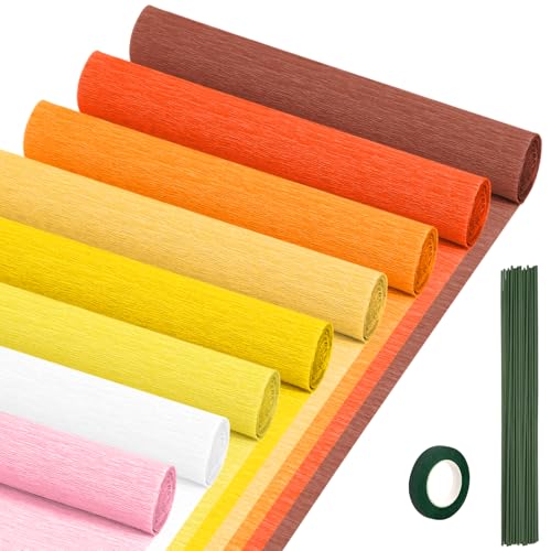Crepe Paper Streamers 8 Rolls, 10 x 98Inch 8 Pumpkin Colors - color: Pumpkin