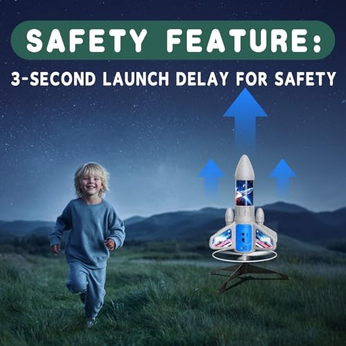 Rocket Launcher for Kids - 200 Ft of Flight Altitude, 2026 New Model Auto Electric Spinner Rocket Toys with Safe Parachute, Easter Birthday Gifts for Boys & Girls Age 6 7 9 10 11 12 8-13 Years Old - color: Universe-new
